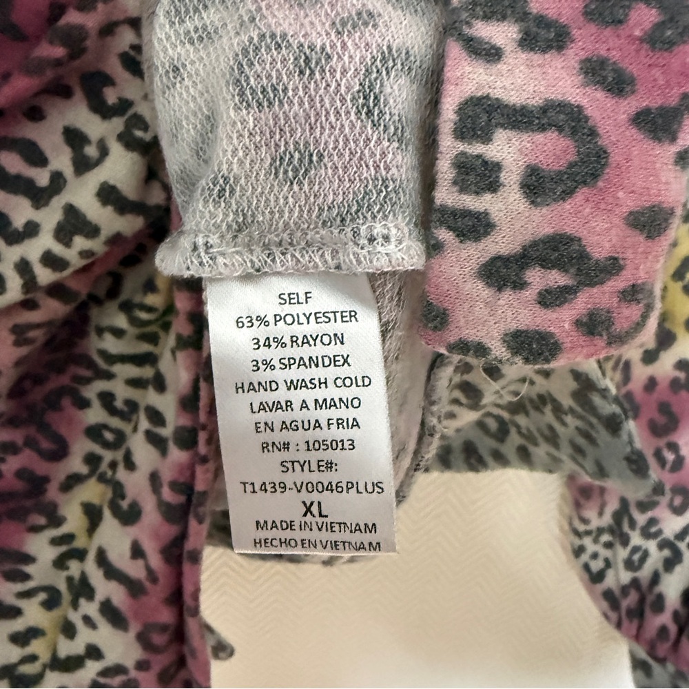 Dear Scarlett Multicolor Leopard Print Women's Hoodie Size XL - Picture 3 of 8